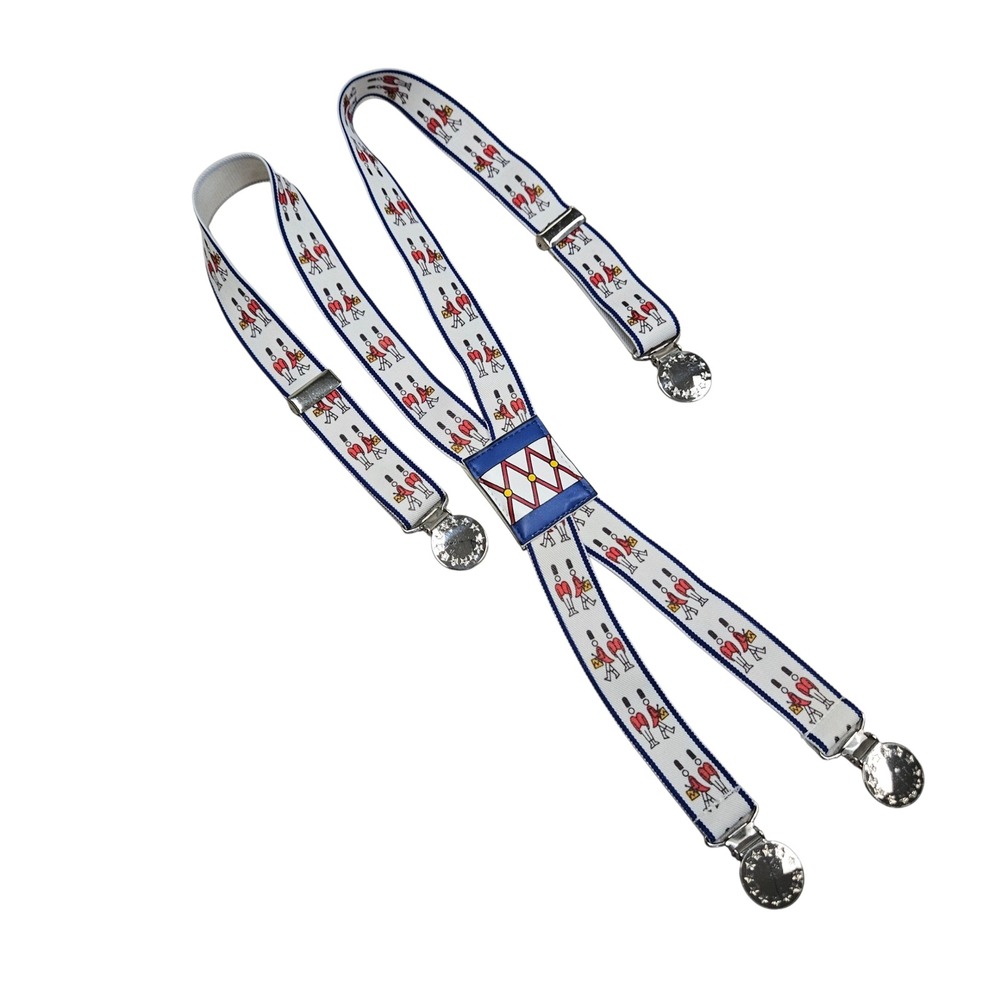 Vintage‎ Avon Child British Guardsman Novelty Suspenders Clip On Braces Red Blue